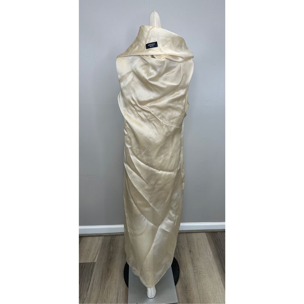 A.W.A.K.E. Mode Tuxedo Silk Gathered Cocktail Dress in champagne US10 $1015 - Picture 8 of 10